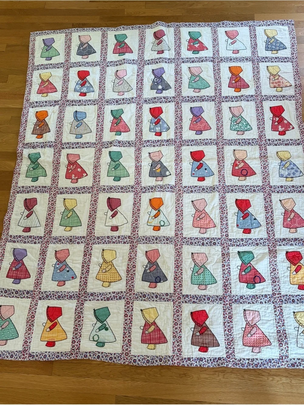 Sunbonnet Sue Patchwork Kids Dress Quilt - Multicolor